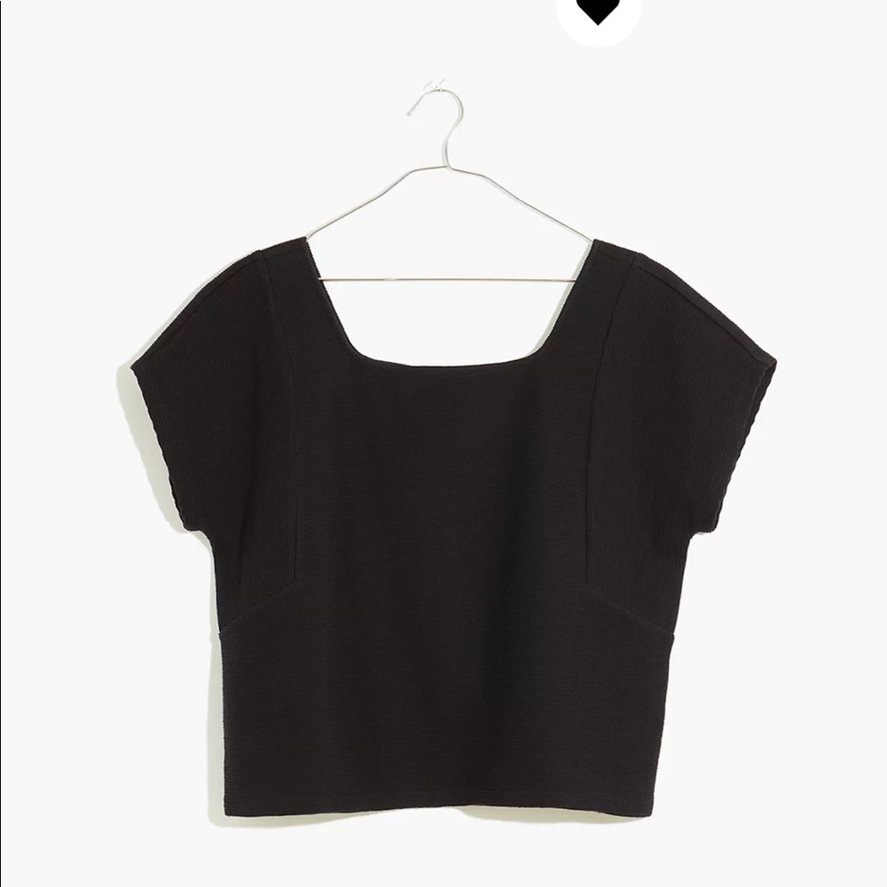 Ottoman Jacquard Square-Neck Top NWT